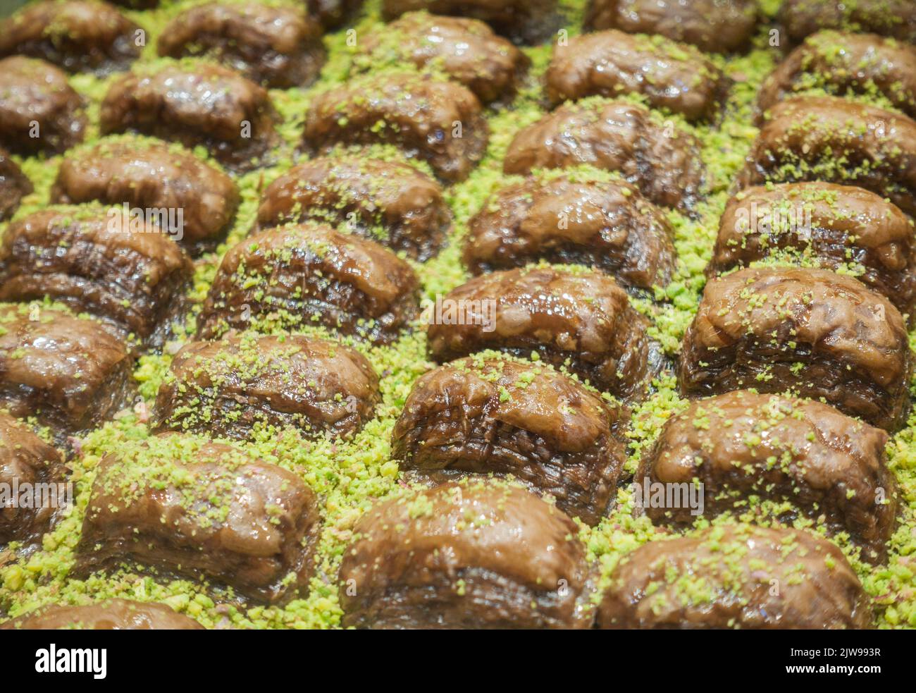 Pistache baklava. Dessert traditionnel du Moyen-Orient Banque D'Images