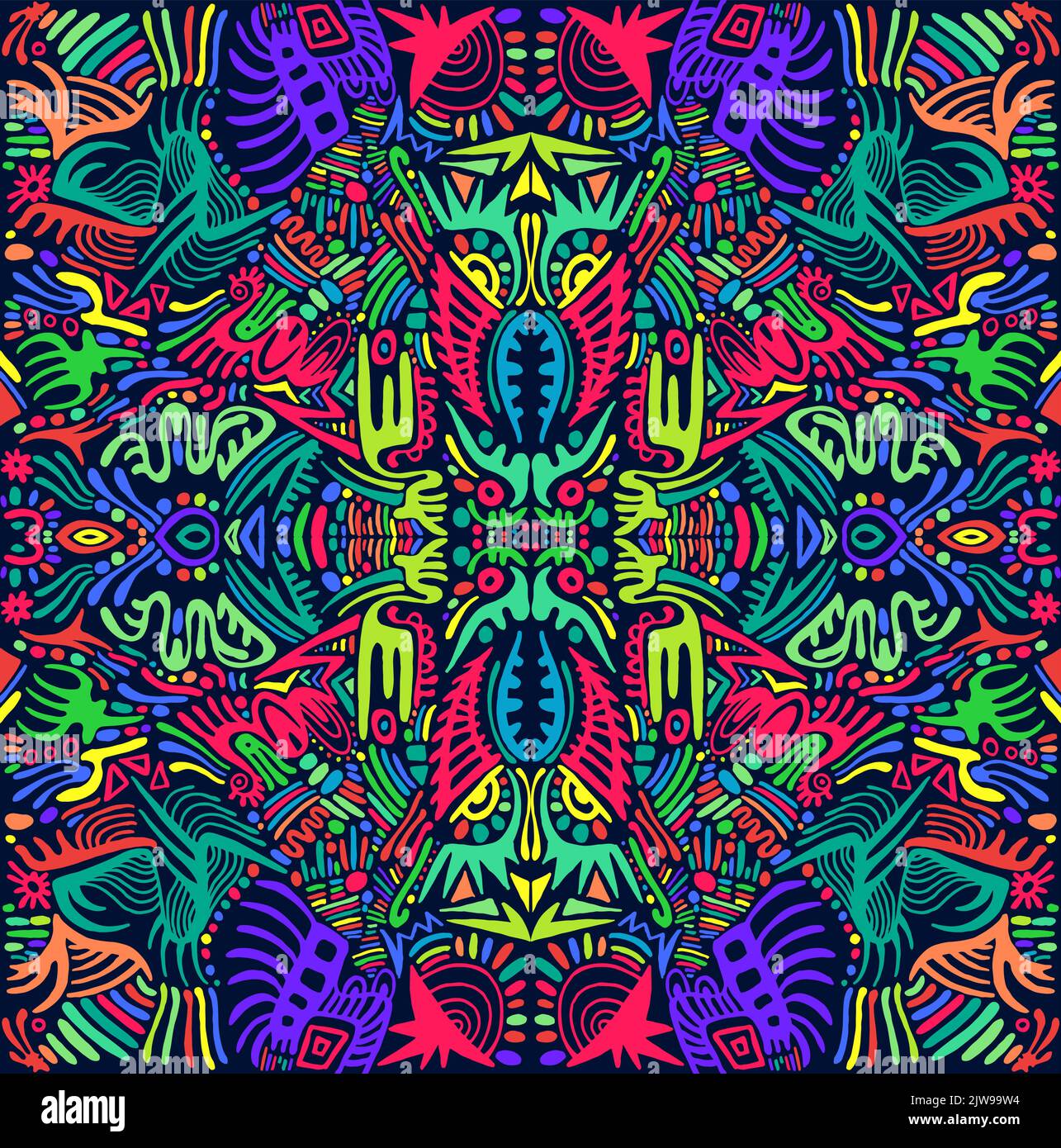 Fantastique simple psychédélique résumé motifs colorés, arc-en-ciel texture multicolore. Carte décorative surréaliste et élégante. Illustration de Vecteur