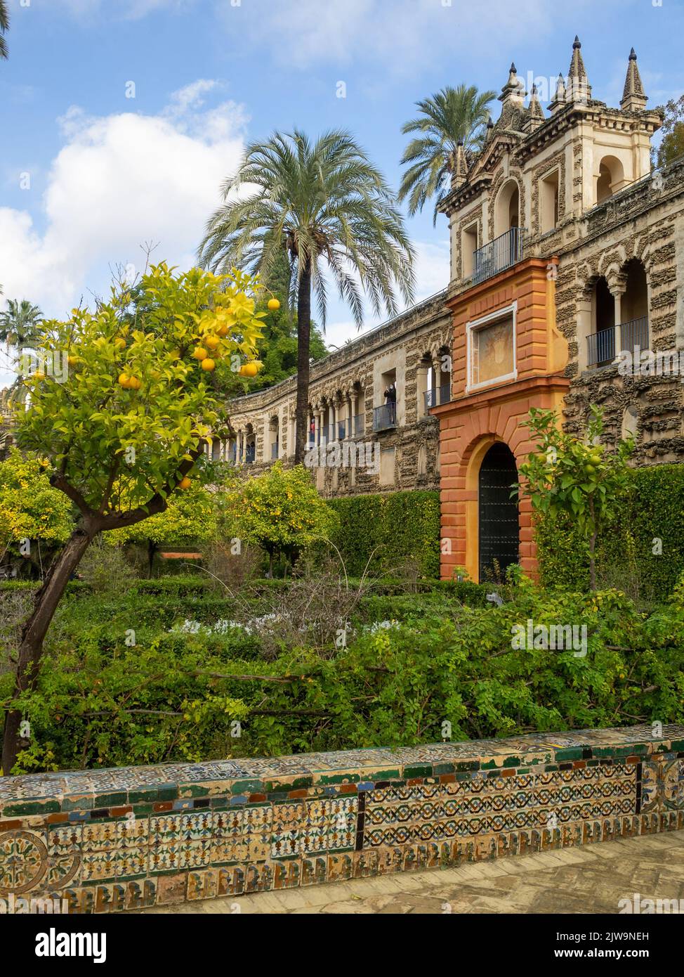 Puerta del Privilegio et galería del Grutesco, Alcazar des jardins de Séville Banque D'Images
