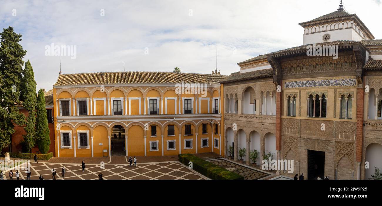 Patio de la Montería, Alcazar de Sevilla Banque D'Images