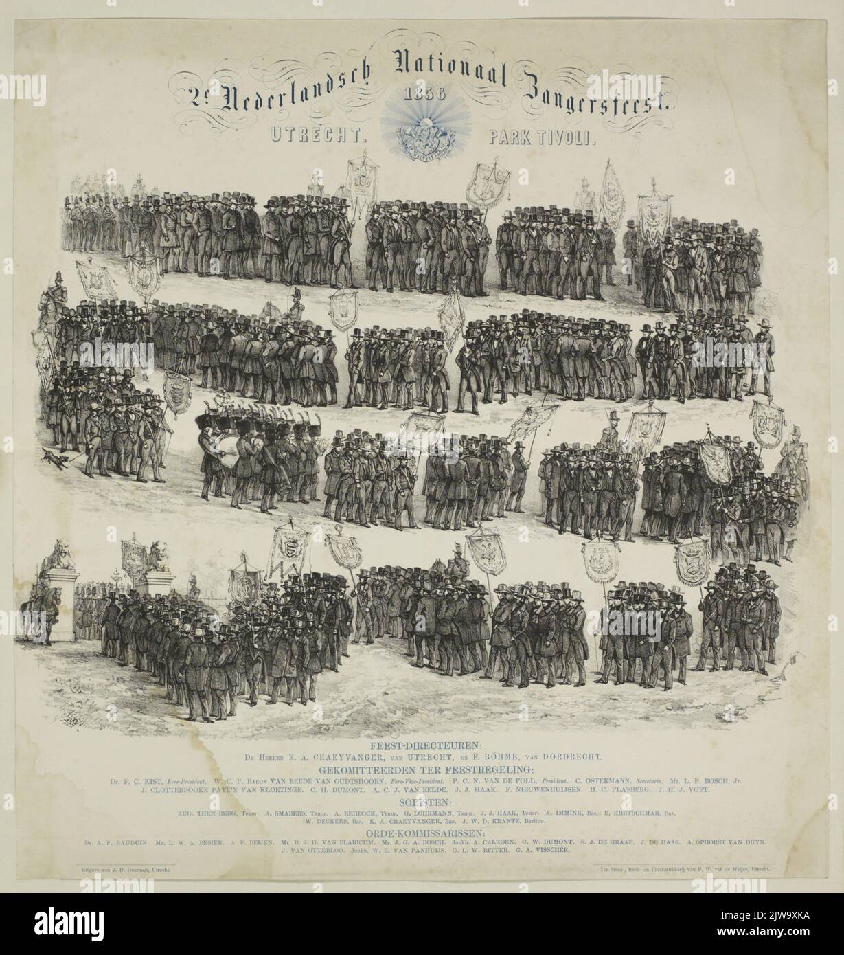 2nd Festival national des chanteurs néerlandais. / 1856 / Utrecht. Parc Tivoli. Banque D'Images