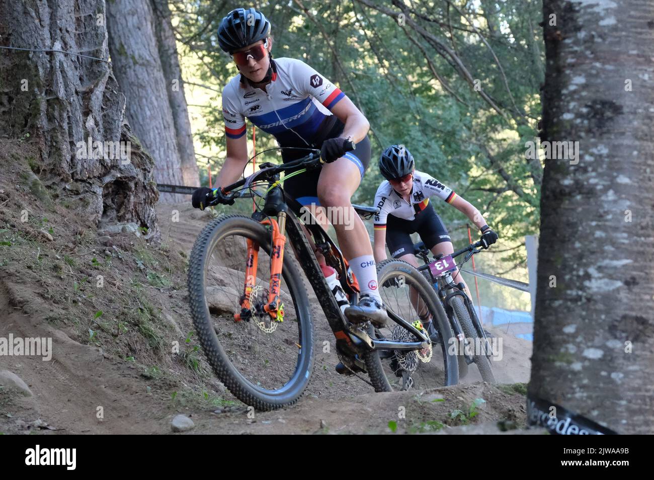 Val Di Sole, Italie. 04th septembre 2022. (13) Kira Bohm (GER) pendant la coupe du monde de VTT UCI - femmes de moins de 23 ans - course olympique de cross-country, MTB - VTT à Val di Sole, Italie, 04 septembre 2022 crédit: Agence de photo indépendante/Alamy Live News Banque D'Images