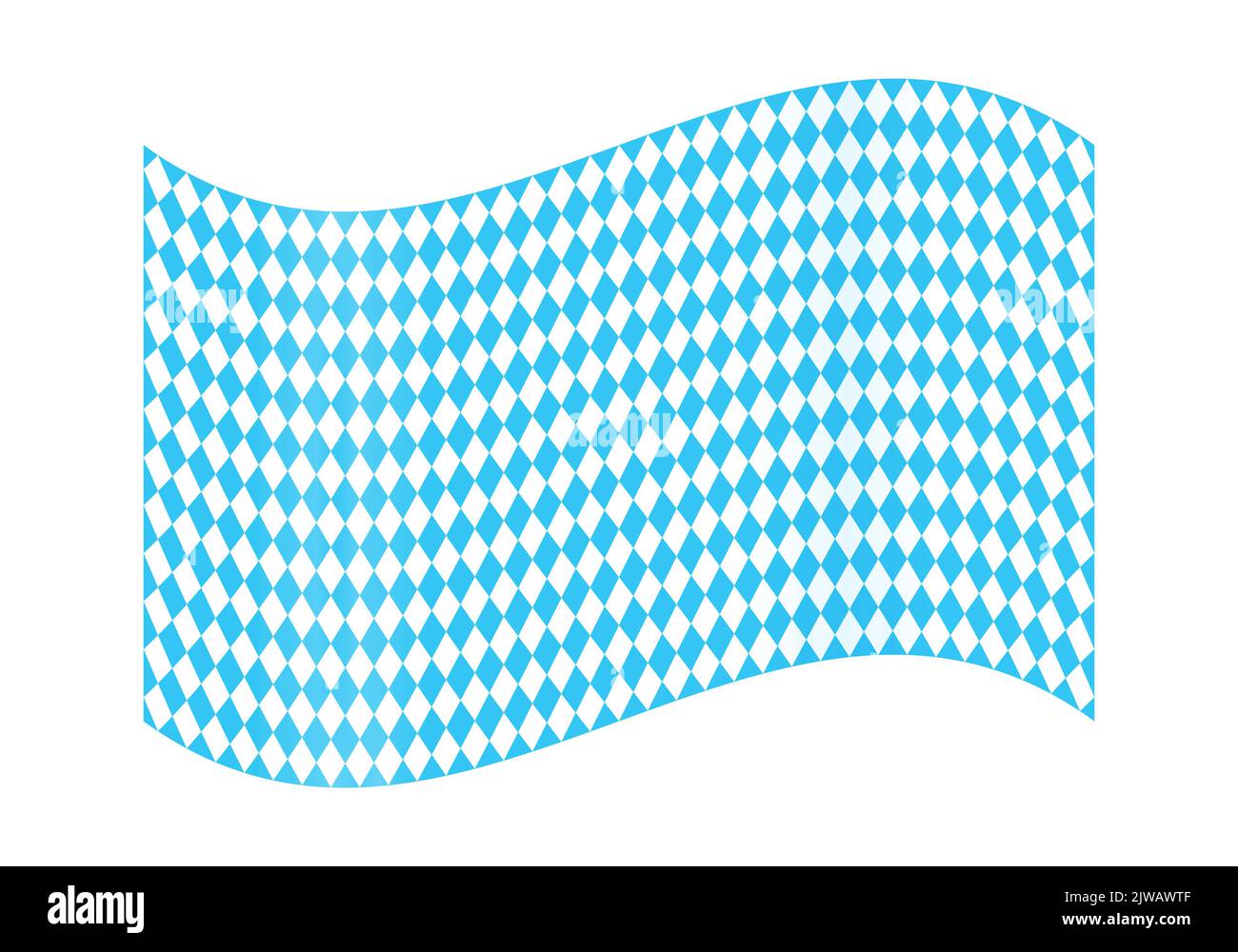 Drapeau de Bavière agité avec lozenges sans couture. Fête de la bière Oktoberfest avec rhombus bleu et blanc. Couleurs vexillologiques bavaroises traditionnelles. Illustration vectorielle Illustration de Vecteur