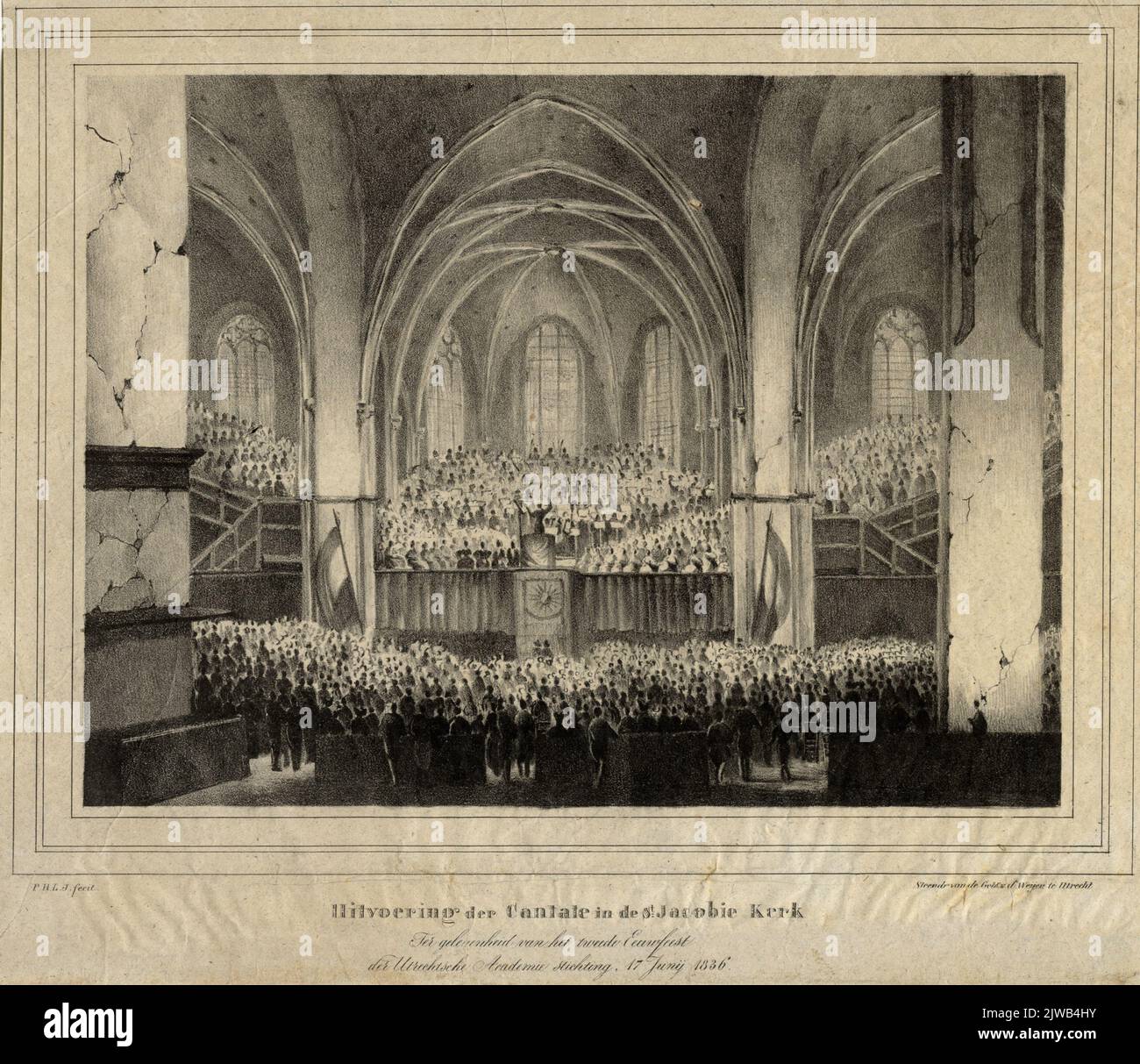 Mise en œuvre de la cantate dans la St. Jacobie Kerk / à l'occasion de la fête du deuxième siècle / der Utrechtsche Academie Foundation, 17 juin 1836. Banque D'Images