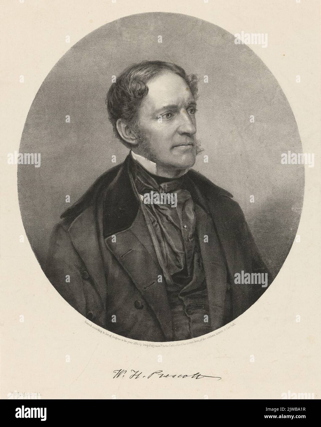 Portrait de l'historien américain William Hickling Prescott (1796-1859) le plus connu pour ses œuvres majeures Histoire de la conquête du Mexique (1843) et Histoire de la conquête du Pérou (1847) Banque D'Images