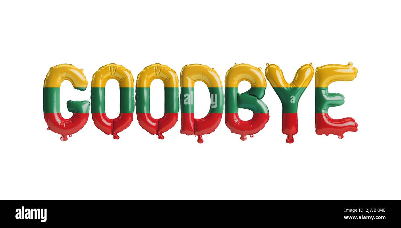 3D illustration de la lettre Au revoir ballon en Lituanie drapeau isolé sur fond blanc Banque D'Images