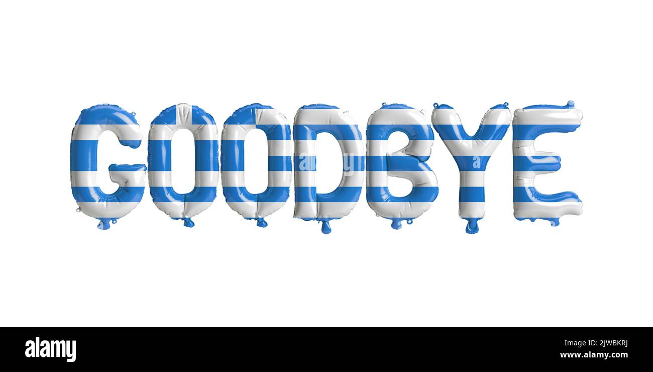 3D illustration de la lettre Au revoir ballon dans le drapeau de Grèce isolé sur fond blanc Banque D'Images