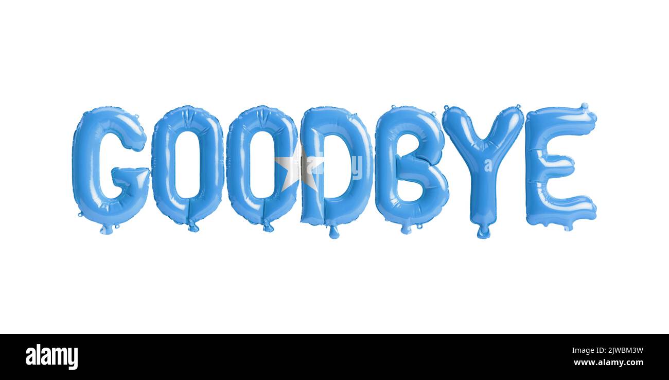 3D illustration du ballon de lettre Au revoir dans le drapeau de Somalie isolé sur fond blanc Banque D'Images