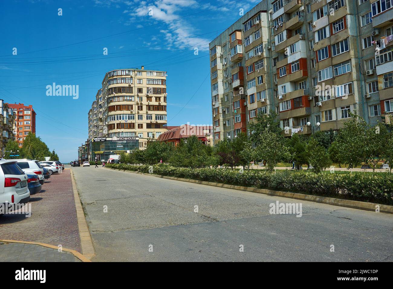 Kaspiysk, blocs de ville, ville dans la République du Dagestan, Russie, situé sur la mer Caspienne Banque D'Images