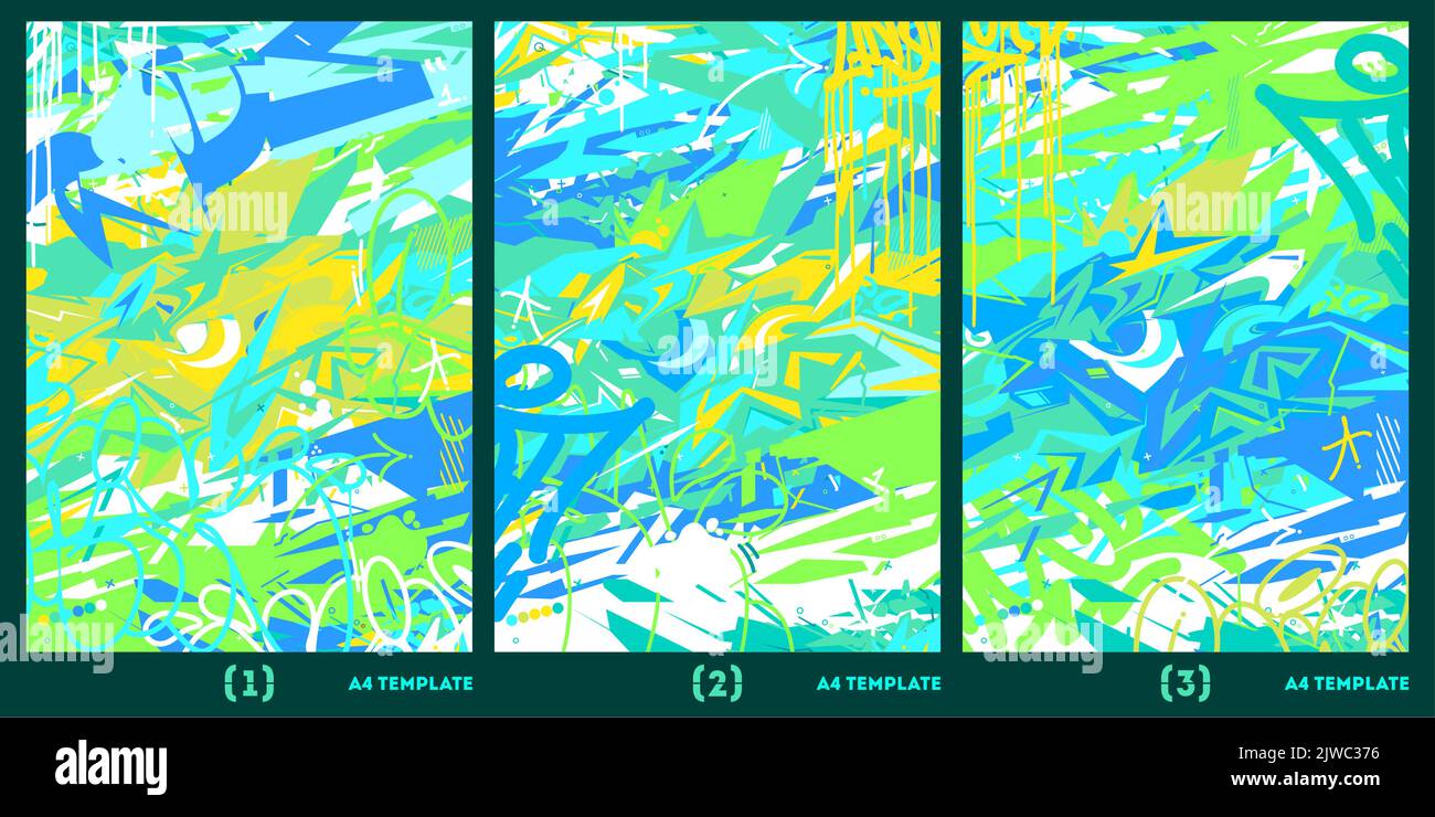 Résumé motif graphique d'arrière-plan de l'illustration de style Graffiti urbain A4 Illustration de Vecteur