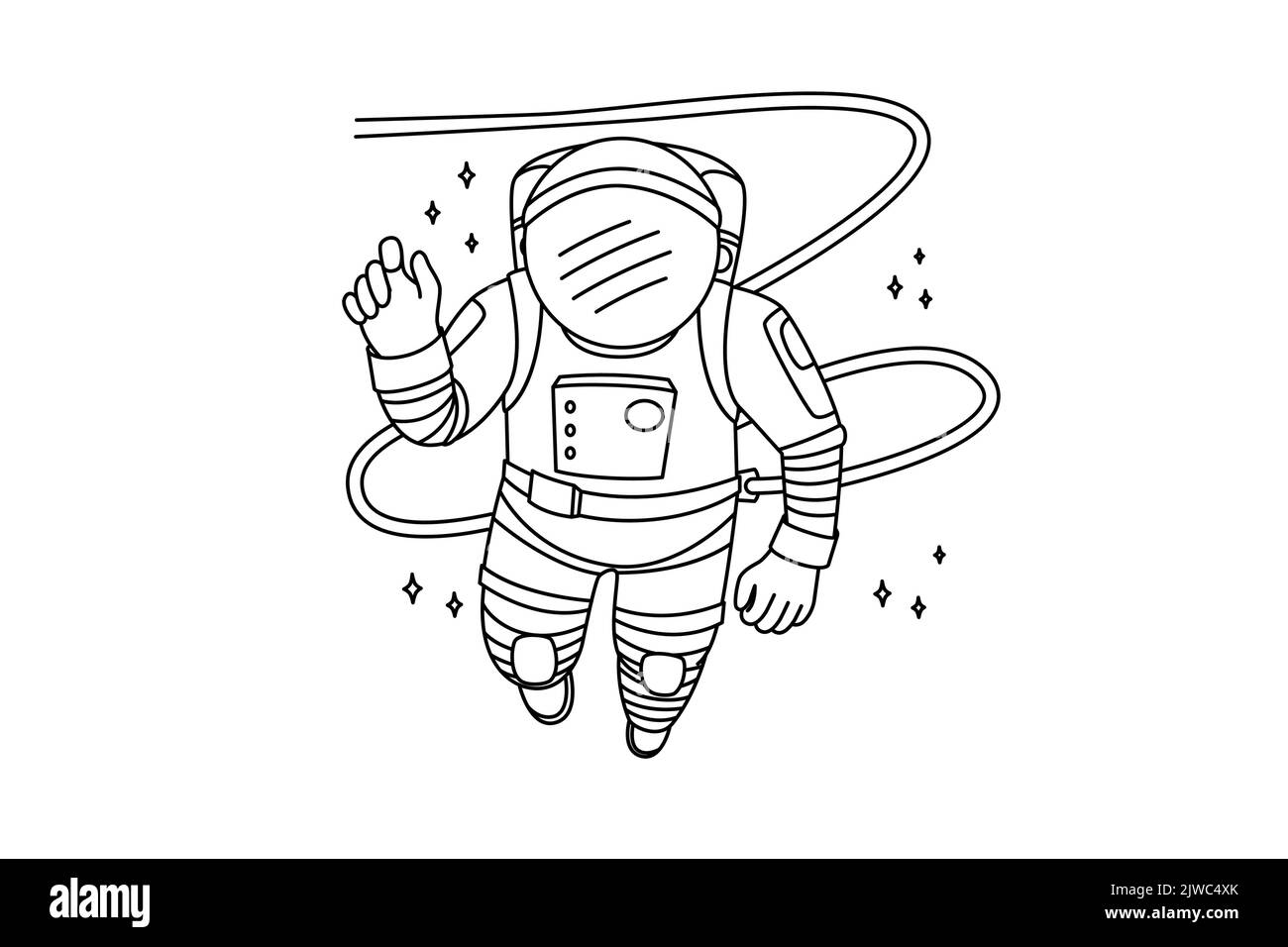 Astronaute en costume spatial volant dans un univers ouvert. Cosmonaute in spacesuit in cosmos. Astrologie et science. Illustration vectorielle. Illustration de Vecteur