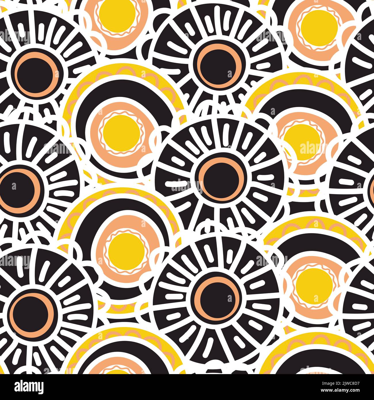 Motif sans couture avec décoration aborigène géométrique. Arrière-plan ethnique tribal de couleur arrondie. Afican, motiph. australien. Peinture de points. Vecteur Illustration de Vecteur