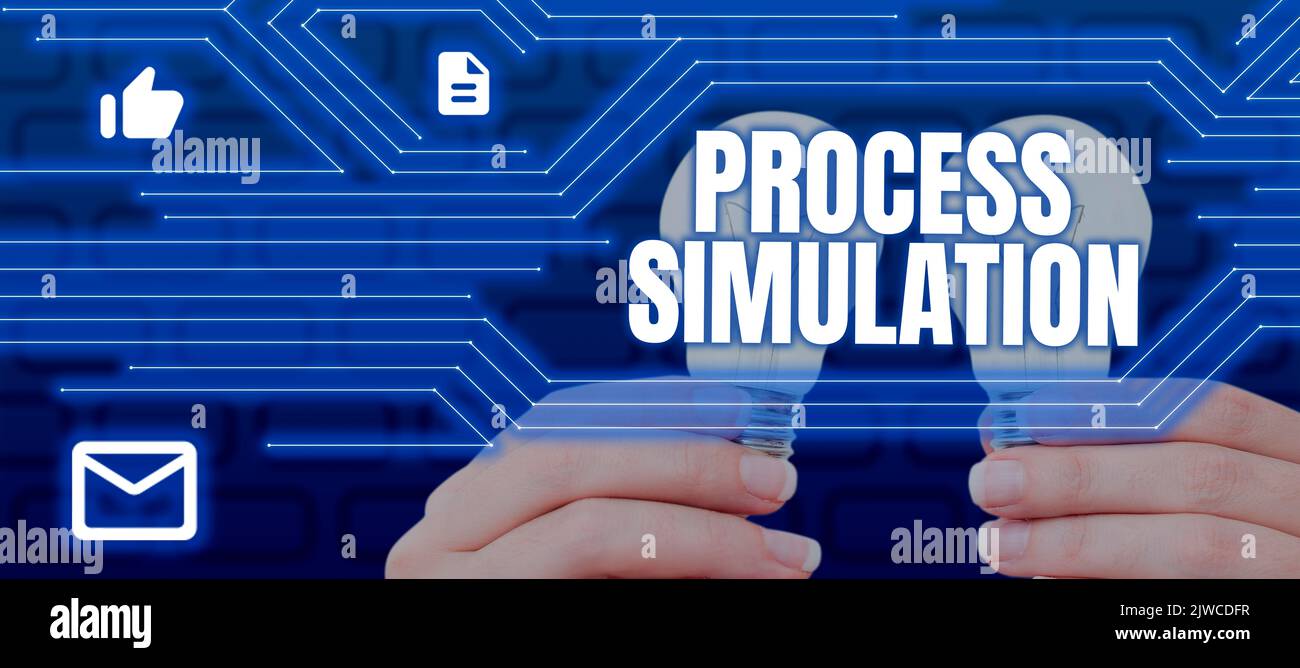 Affiche la simulation de processus représentation technique Etude réalisée d'un système. Idée d'entreprise représentation technique Fabrication étude d'un Banque D'Images