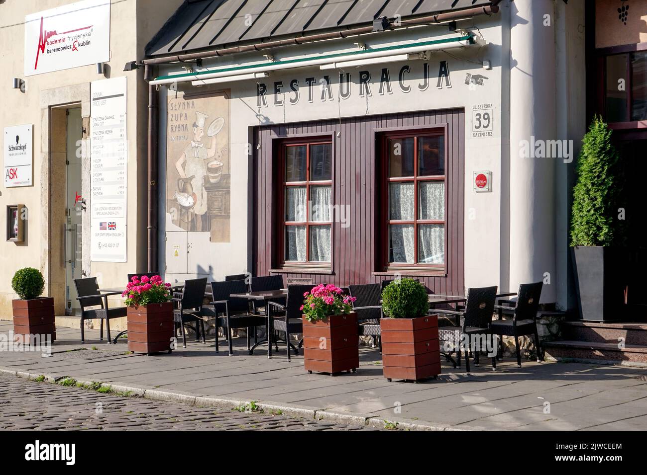 Cracovie, Pologne - 19 septembre : façade d'un restaurant à Cracovie, Pologne, sur 19 septembre 2014 Banque D'Images