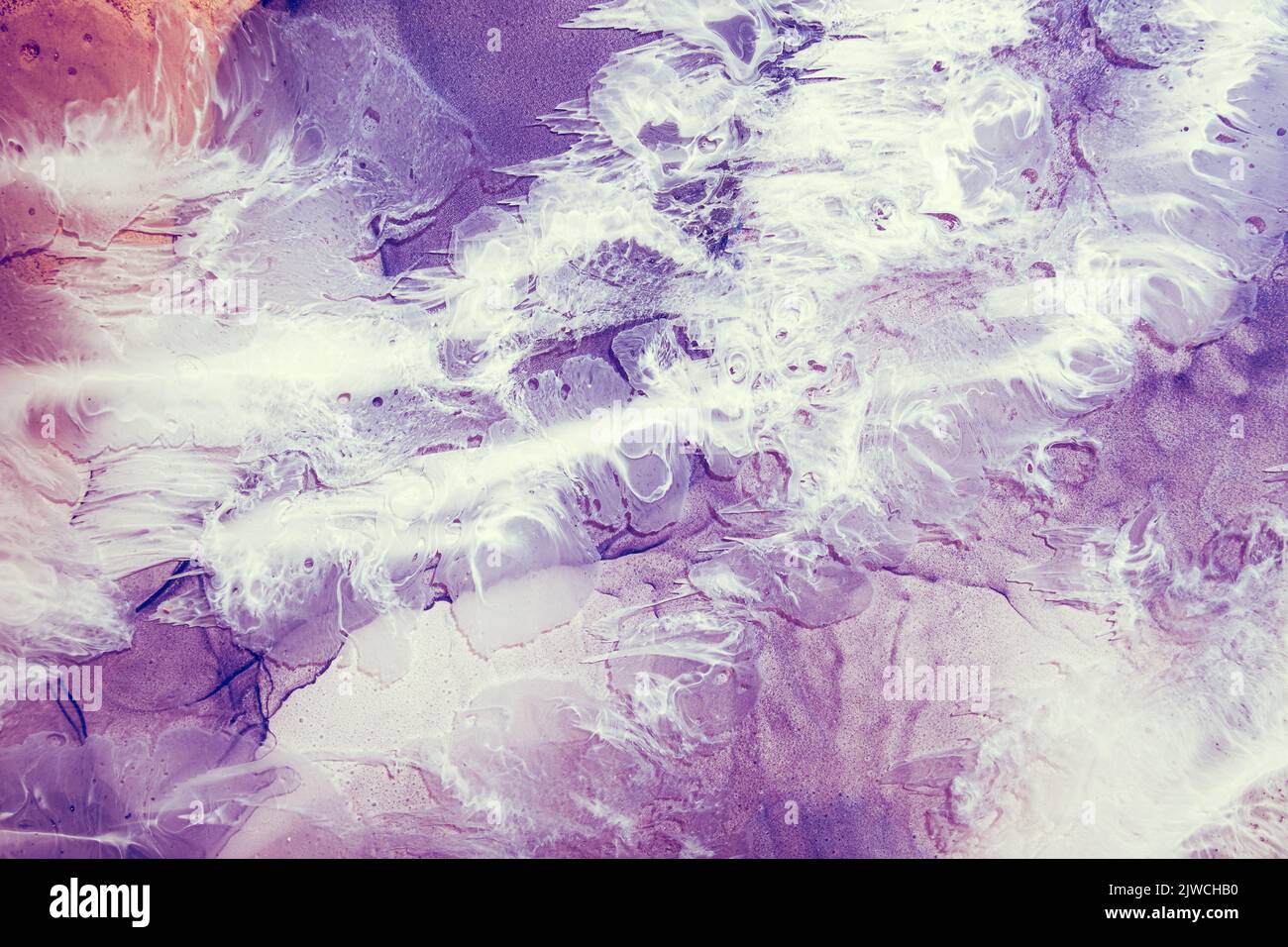 encre acrylique eau texture marbre violet blanc roche Banque D'Images