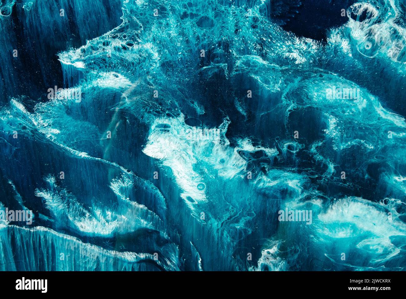 bleu acrylique encre eau texture marbre glace gelée Banque D'Images