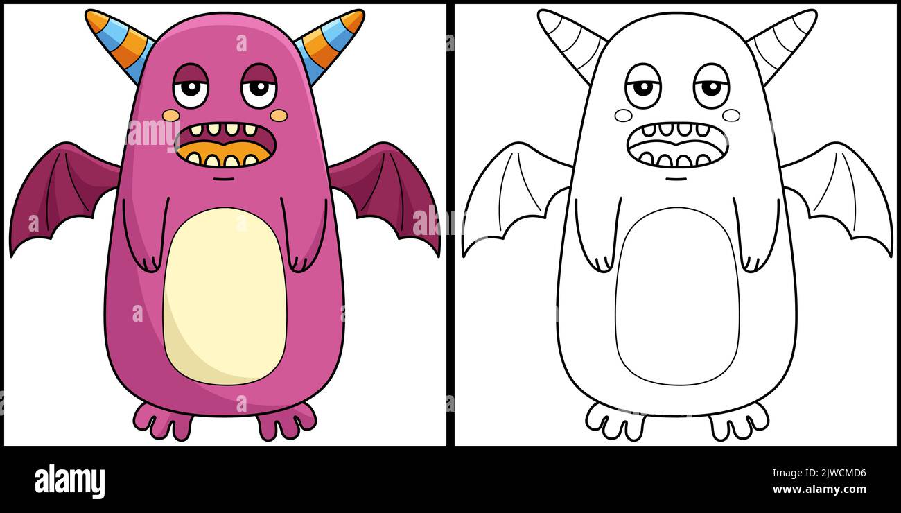 Illustration de la page de coloriage Monster with Wings Illustration de Vecteur