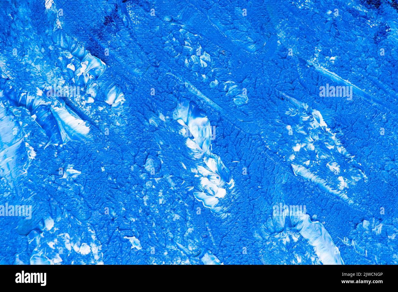 Une texture de peinture à l'huile bleue et blanche - arrière-plan marin Banque D'Images