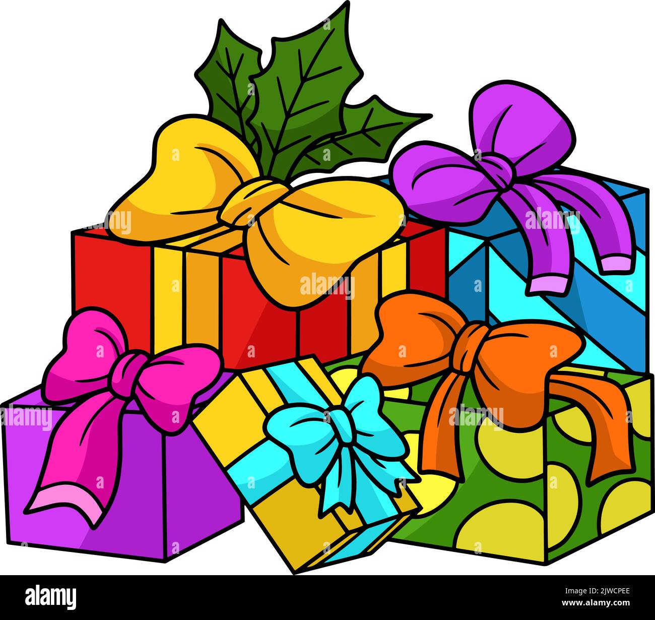 Cadeaux de Noël dessin animé coloré Clipart Image Vectorielle Stock Alamy