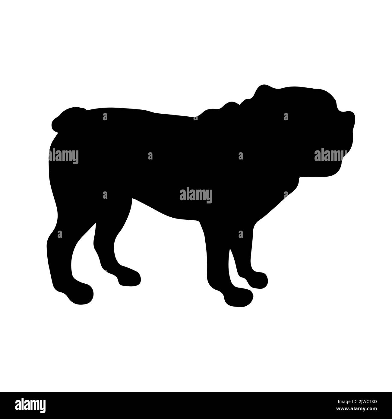 Silhouette de chien Bulldog américain dessiné à la main Vector isolée sur fond blanc Illustration de Vecteur