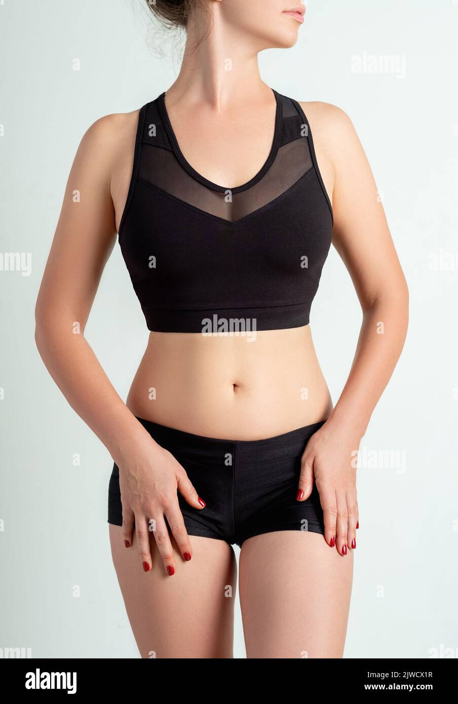 femme vêtements d'activité modèle short court top Banque D'Images
