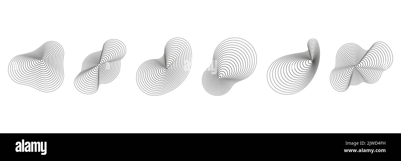 Cercles topographiques abstraits. Formes de texture organiques. Jeu d'illustrations vectorielles. Illustration de Vecteur