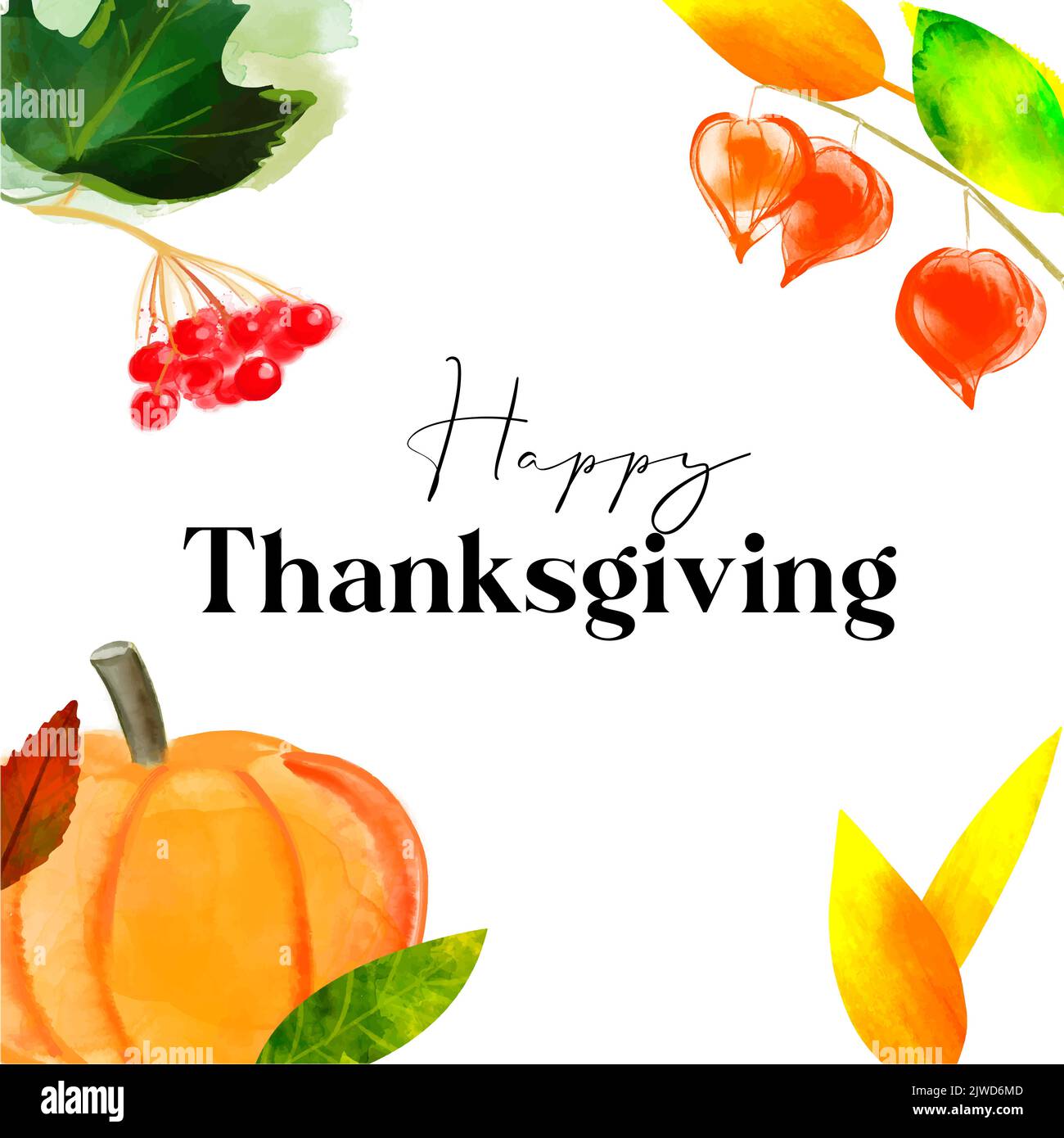 Illustration de la carte Happy Thanksgiving sur fond blanc Illustration de Vecteur