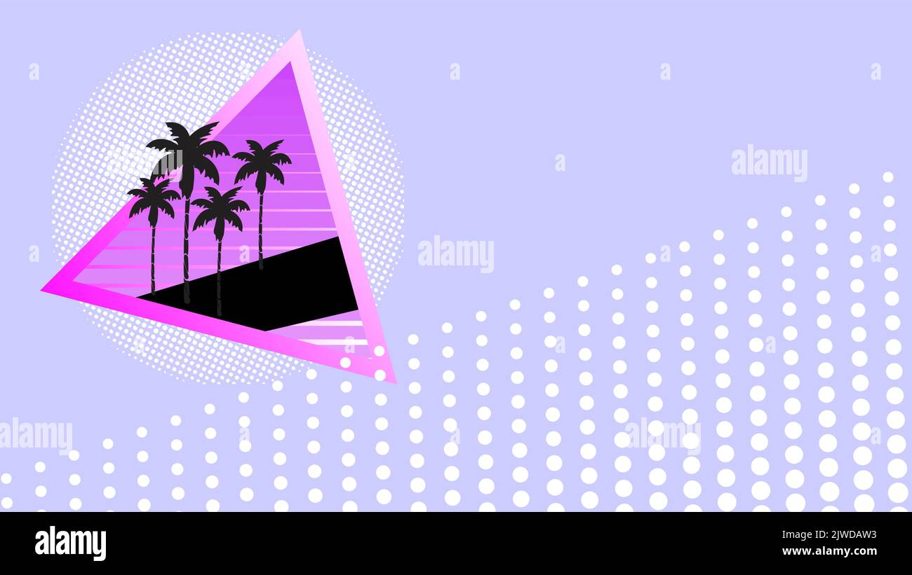 été palmiers silhouette hawaii arrière-plan postal coloré illustration style rétro en format vectoriel Illustration de Vecteur