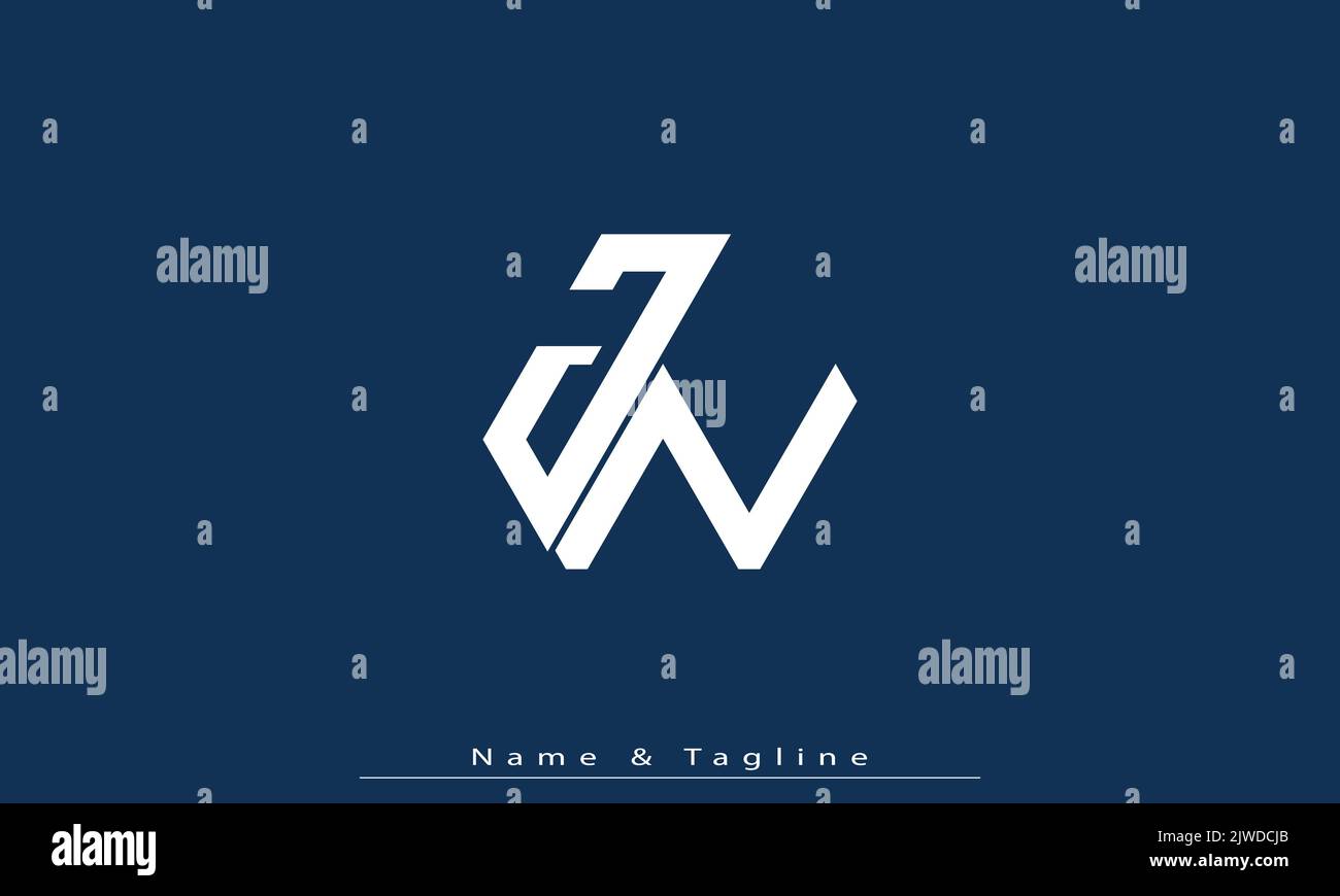 Lettres de l'alphabet initiales Monogram logo JN , NJ Illustration de Vecteur