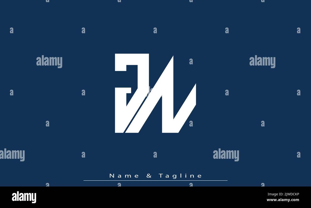 Lettres de l'alphabet initiales Monogram logo JN , NJ Illustration de Vecteur