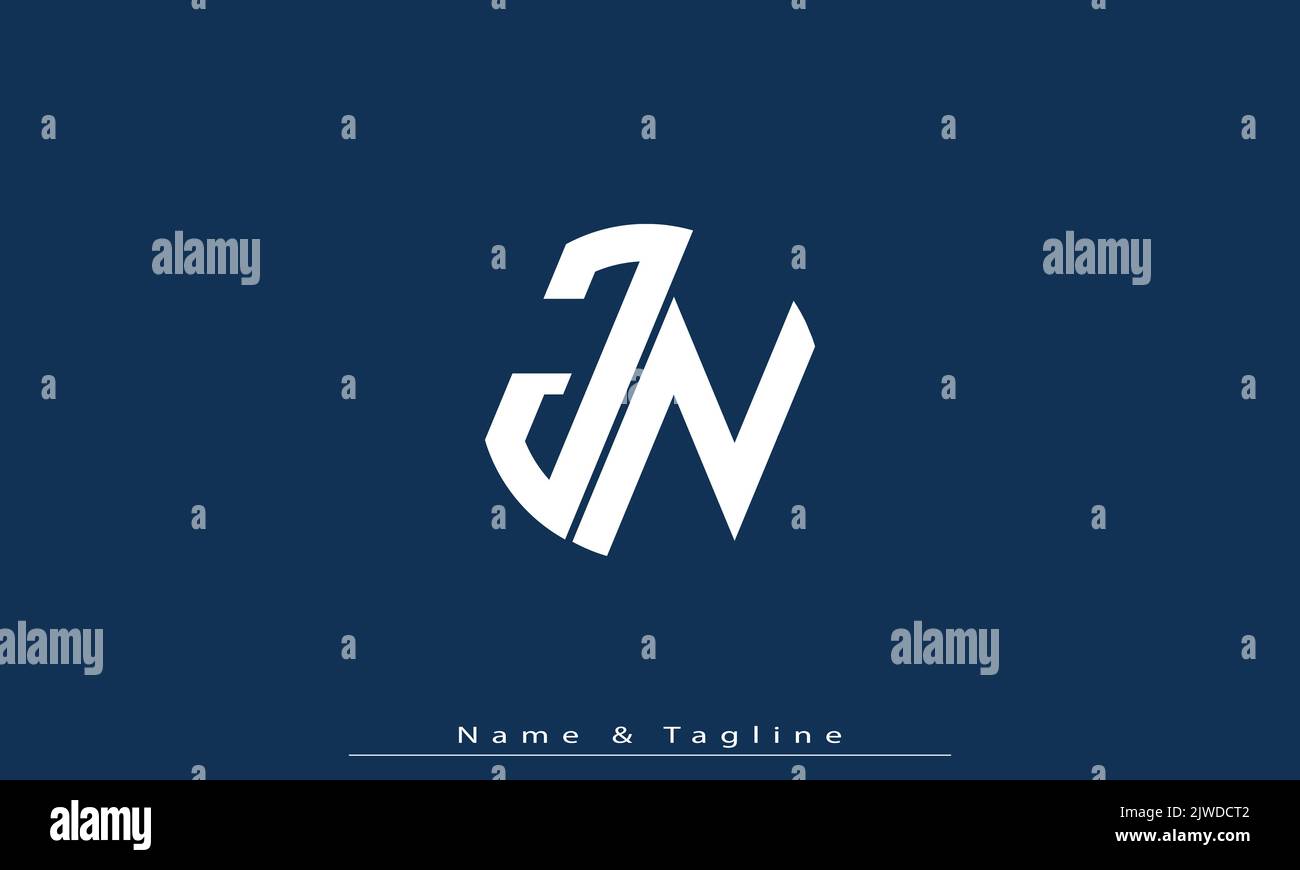 Lettres de l'alphabet initiales Monogram logo JN , NJ Illustration de Vecteur
