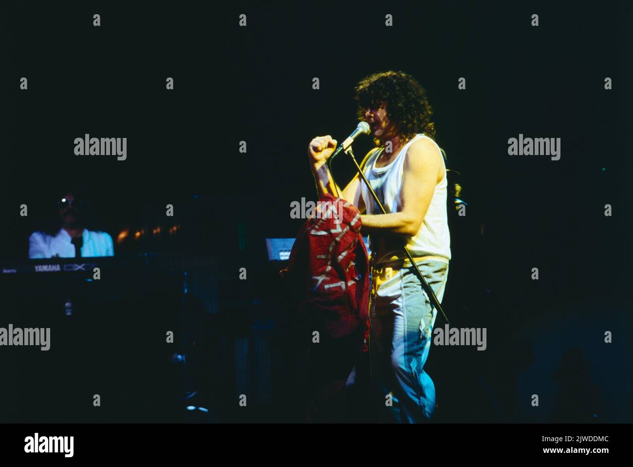 Deep Purple, englische Hard Rock, Heavy Metal Band, Sänger Ian Gillian, Konzert in Deutschland, 1987. Deep Purple, English Hard Rock, Heavy Metal band, Singer Ian Gillian, concert en Allemagne, 1987. Banque D'Images