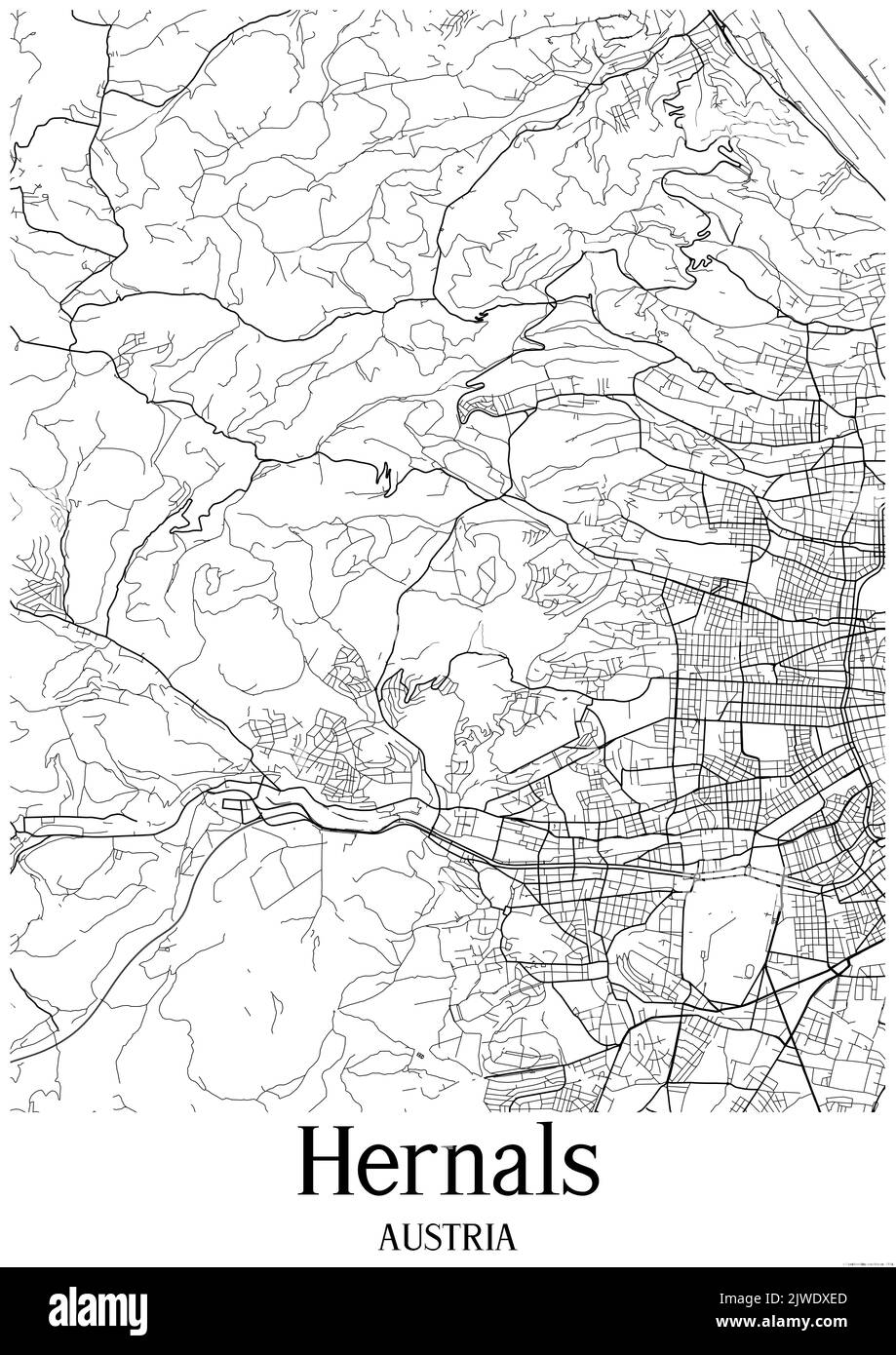Carte urbaine en noir et blanc de hernals Banque D'Images