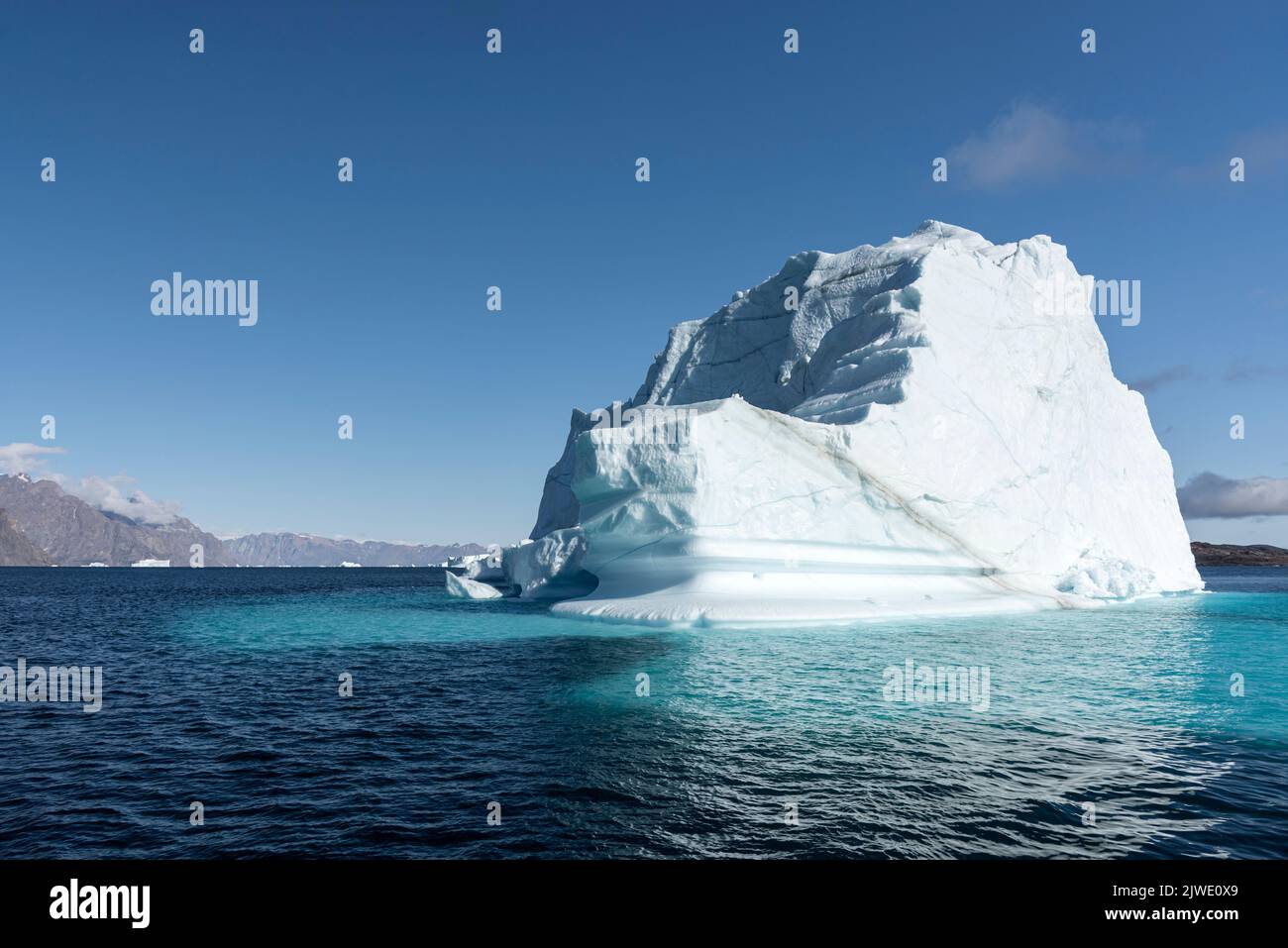 Icebergs dans Scoresby Sound, dans l'est du Groenland Banque D'Images