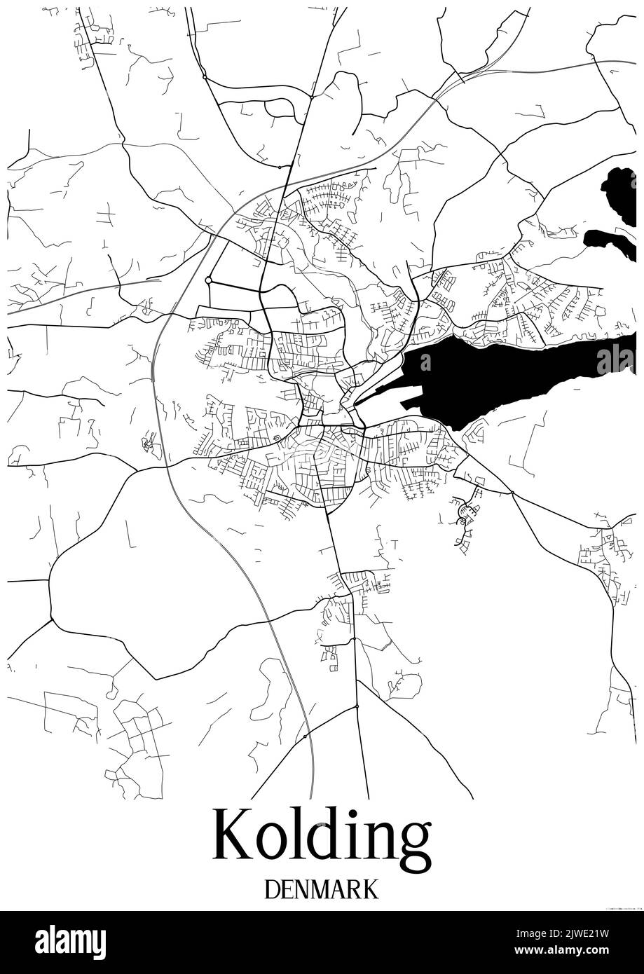 Carte urbaine noir et blanc de kiolding Banque D'Images