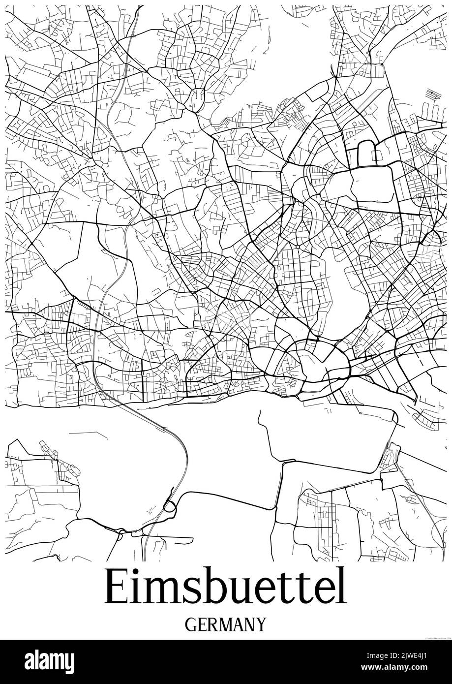 Carte urbaine noir et blanc de eimsbuettel Banque D'Images