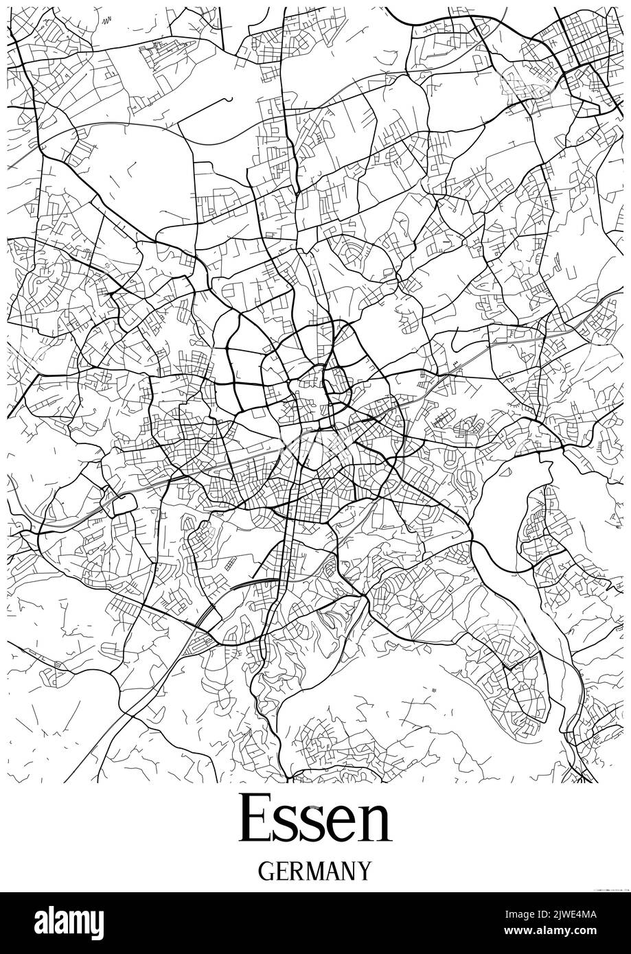 Carte urbaine en noir et blanc d'essen Banque D'Images