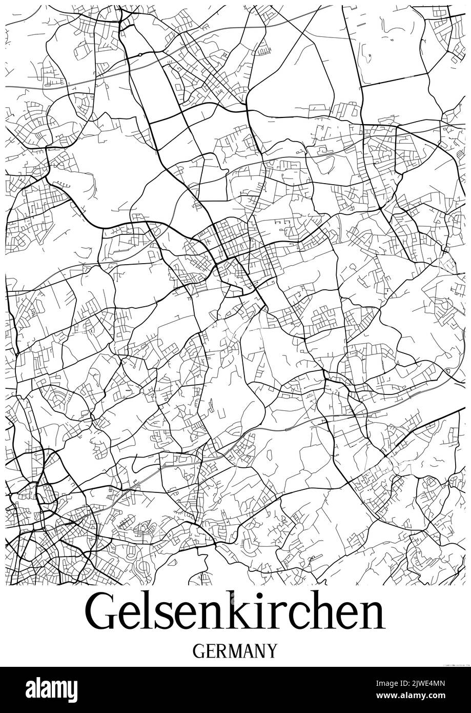 Carte urbaine en noir et blanc de gelsenkirchen Banque D'Images