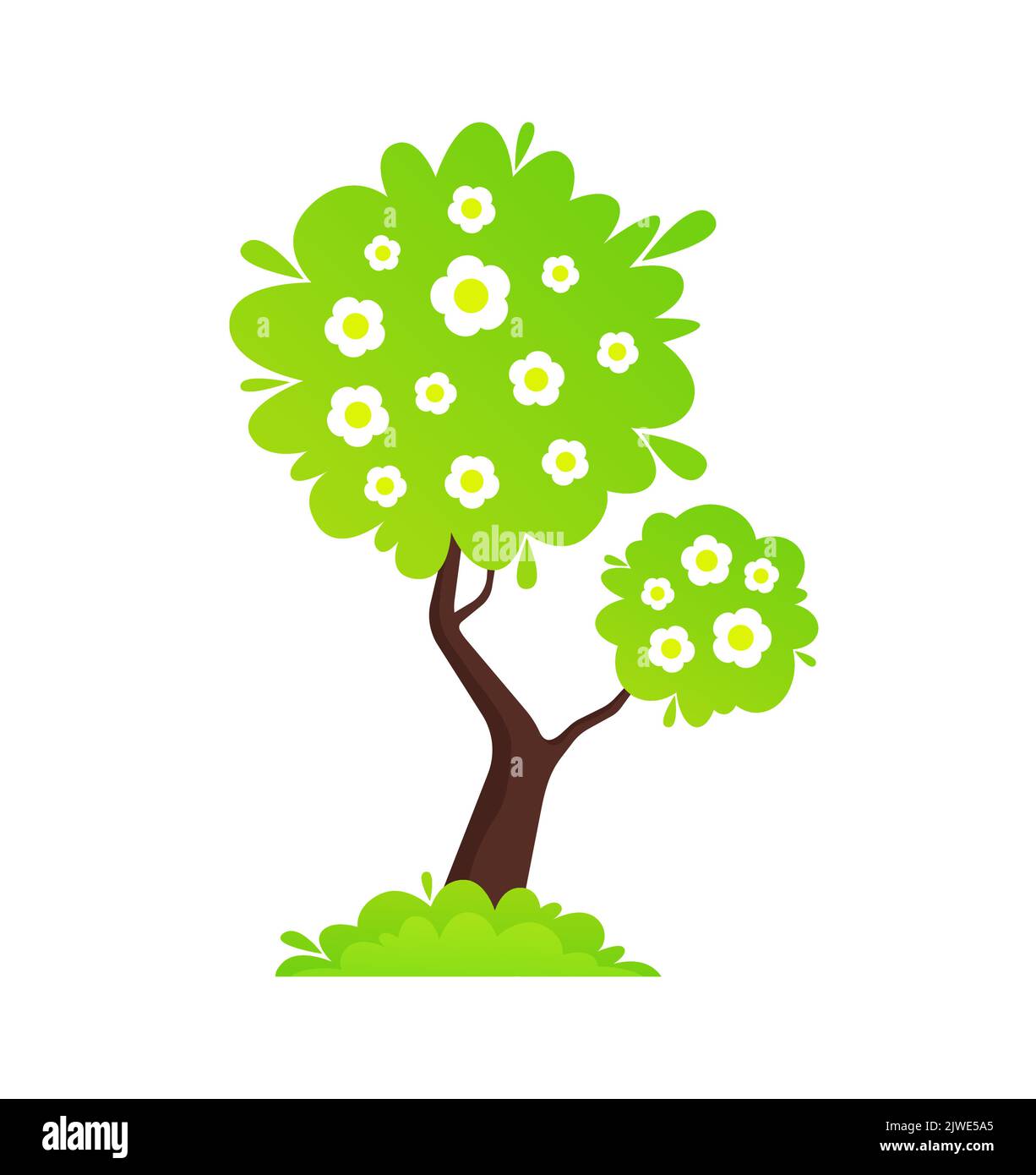 Illustration vectorielle de l'arbre Apple isolée sur fond blanc. Bois avec crone luxuriante dans le style plat. Illustration de Vecteur