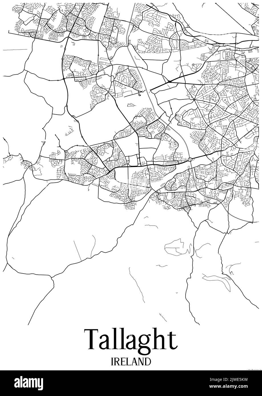 Carte urbaine en noir et blanc de tallaght Banque D'Images