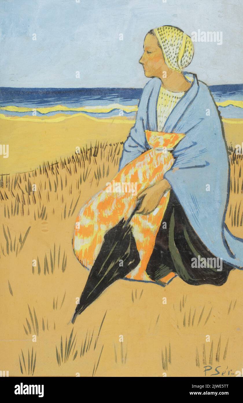 Femme bretonne assise sur la mer. Sérusier, Paul (1864-1927), dessinateur, dessinateur Banque D'Images