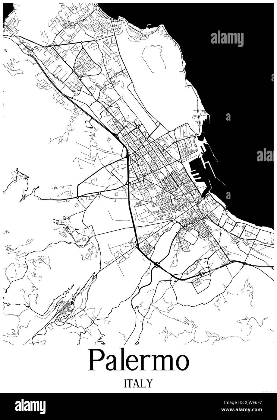 Carte urbaine en noir et blanc de palerme Banque D'Images