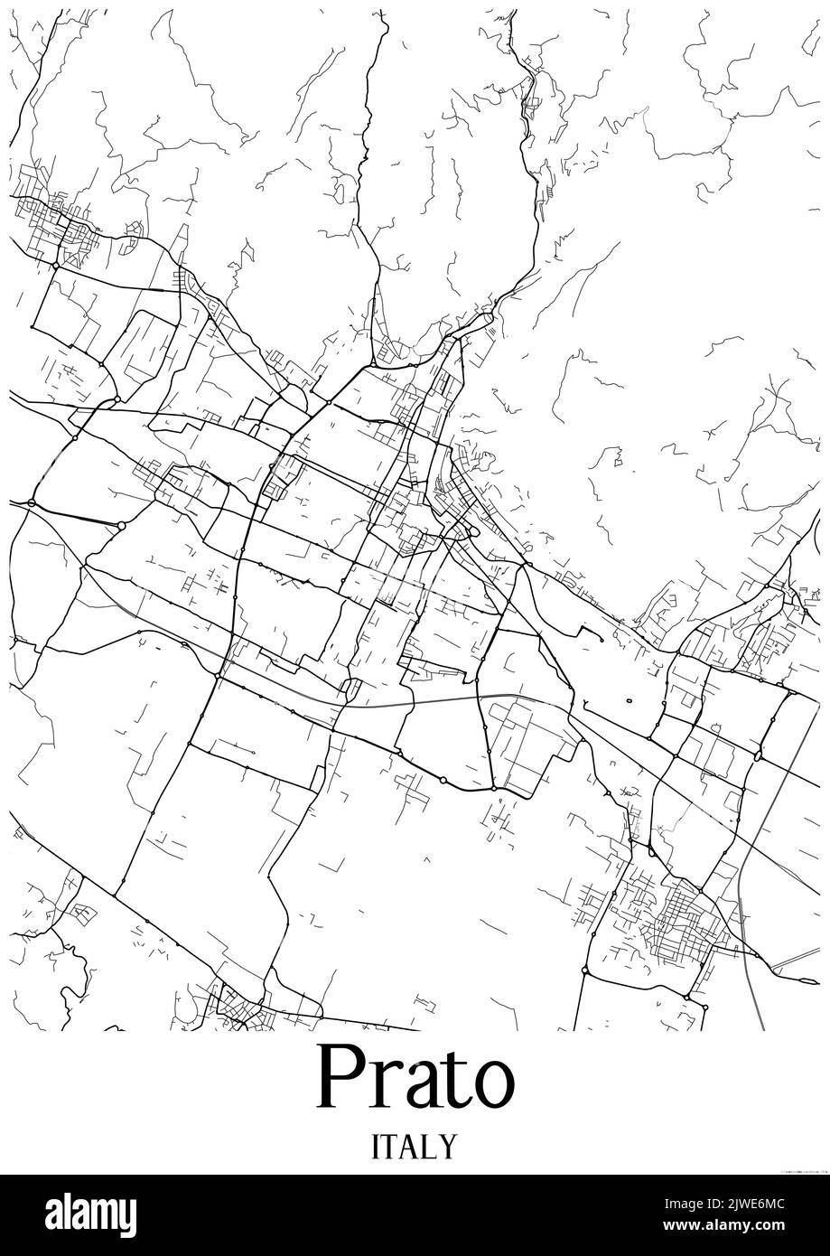 Carte urbaine noir et blanc de prato Banque D'Images