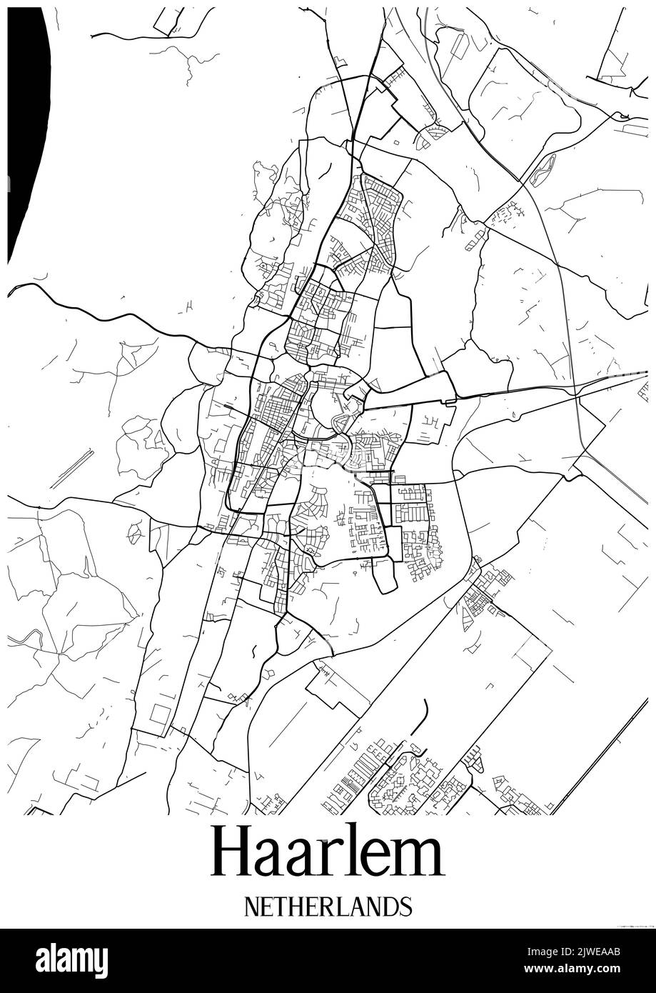 Carte urbaine en noir et blanc de haarlem Banque D'Images