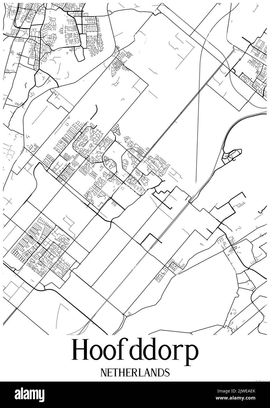 Carte urbaine en noir et blanc de hoofddorn Banque D'Images