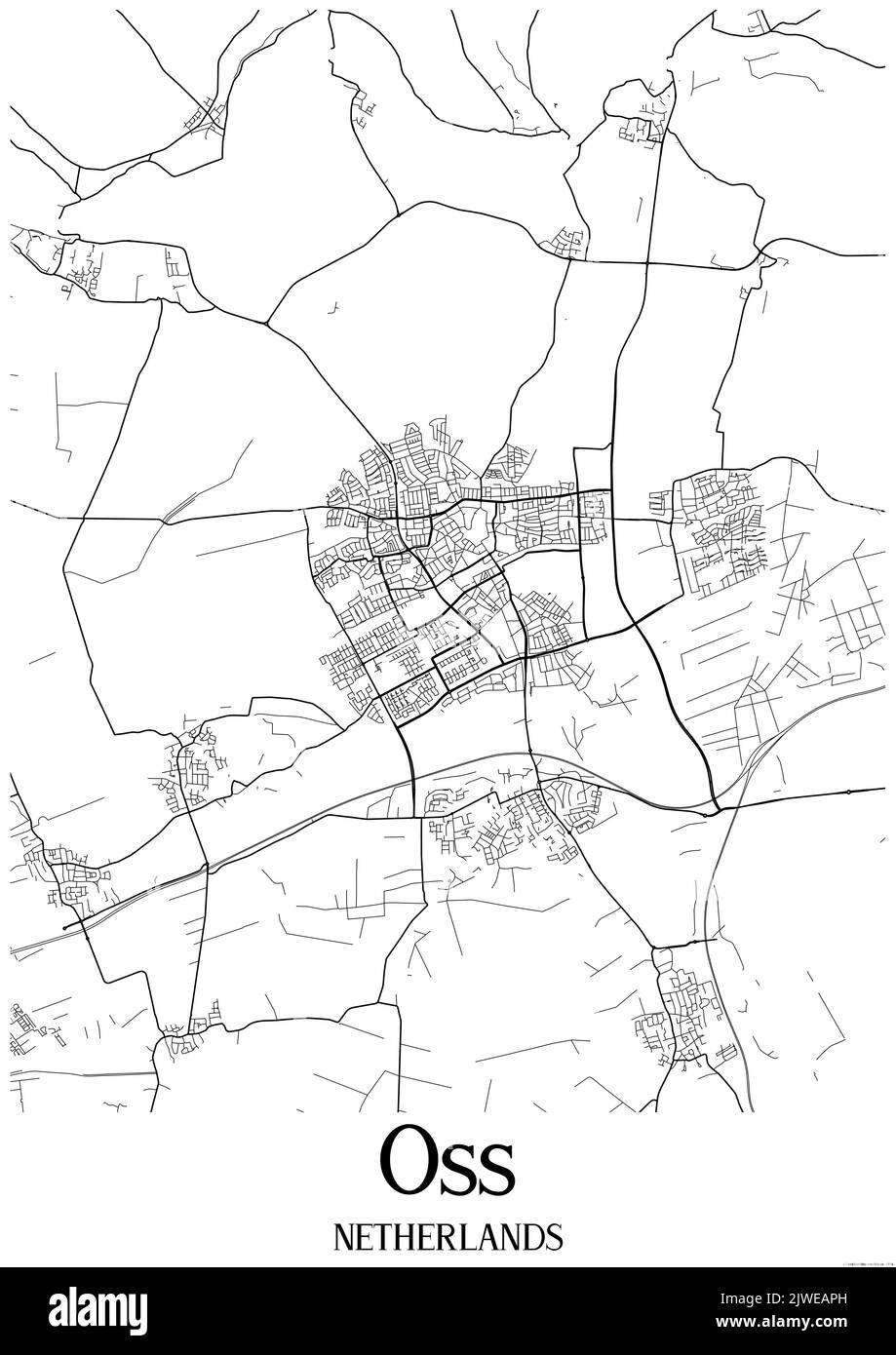 Carte urbaine noir et blanc de l'oss Banque D'Images