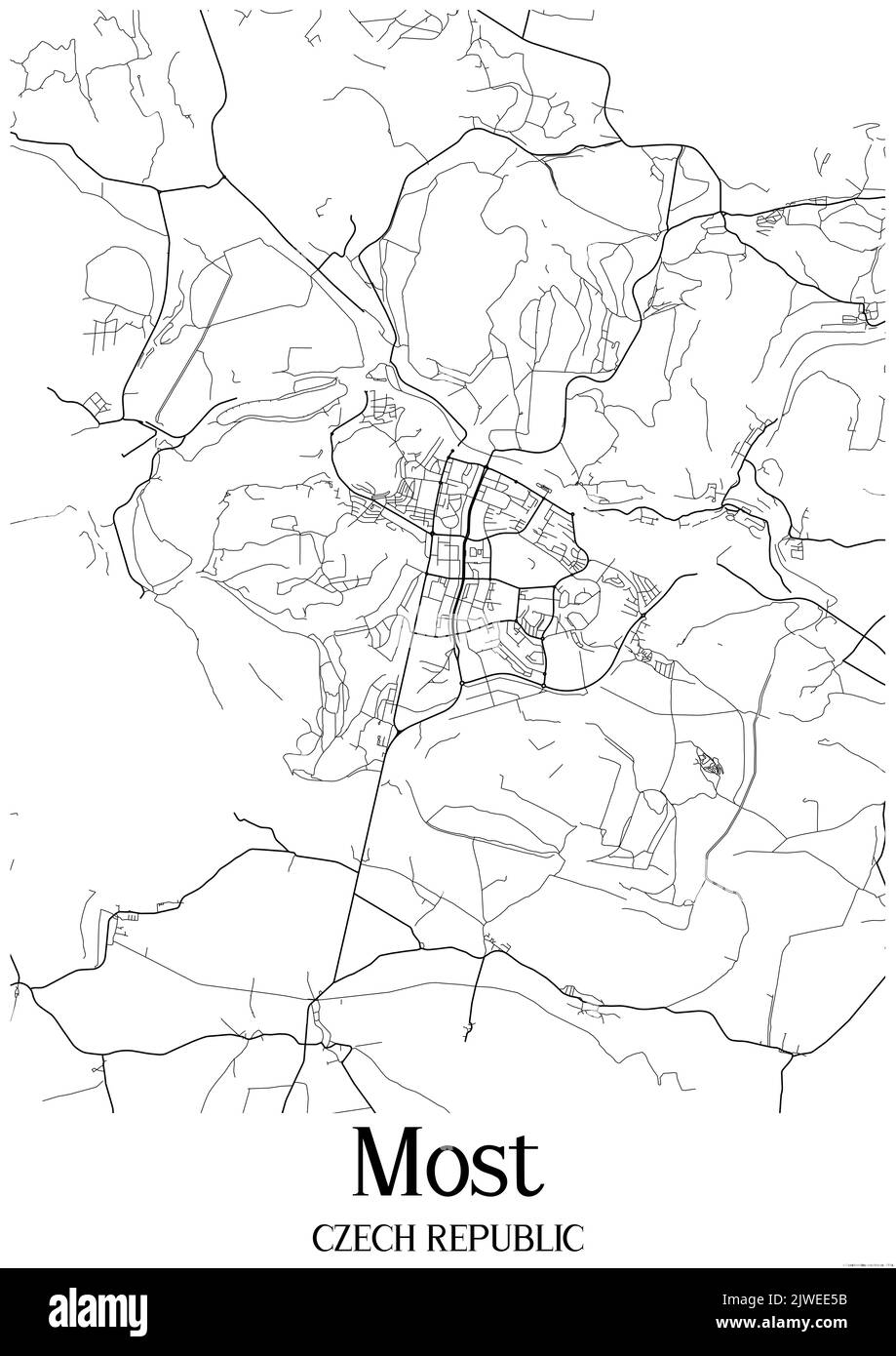 Carte urbaine en noir et blanc de la plupart Banque D'Images