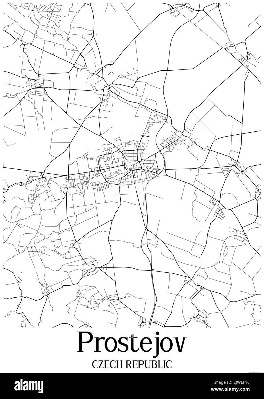 Carte urbaine en noir et blanc de prostelov Banque D'Images