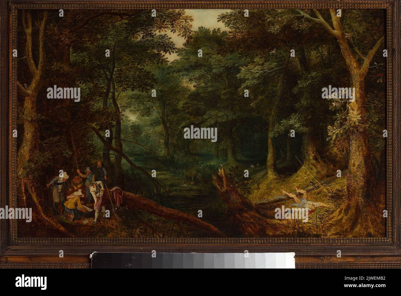 Paysage avec des voleurs qui divisent le butin. Vrancx, Sebastiaan (1573-1647), peintre, Brueghel, Jan, I (1568-1625), peintre, Govaerts, Abraham (1589-1626), peintre Banque D'Images