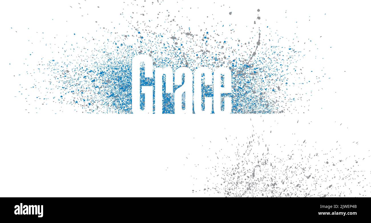 Un concept abstrait avec le mot Grace et des éclaboussures d'encre ou un arrière-plan graphique. Utilisez-le pour des thèmes d'inspiration, de pardon, chrétiens Banque D'Images
